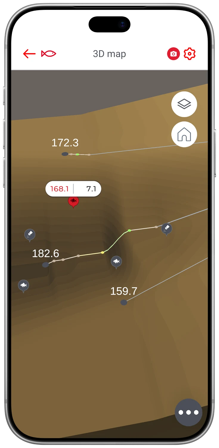 FisherNote — 3D seabed map with a fishing spot