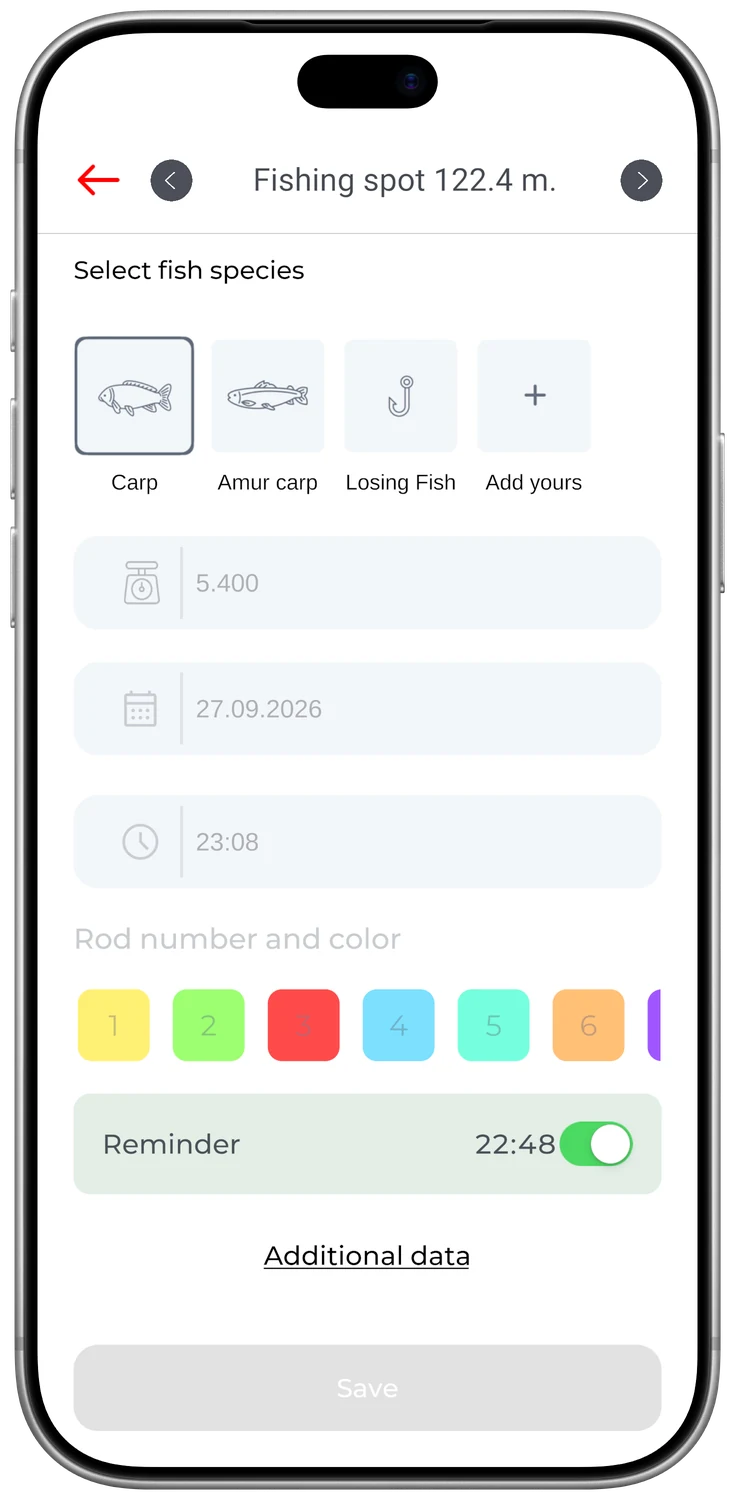 FisherNote — Logging a catch at a fishing spot